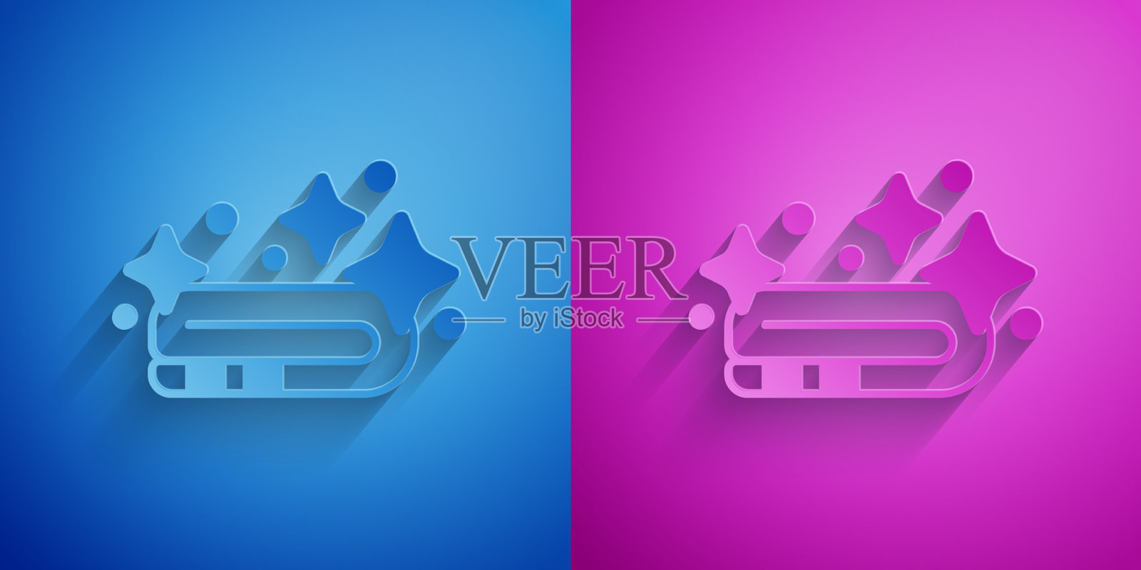 剪纸毛巾堆叠图标隔离在蓝色和图标素材