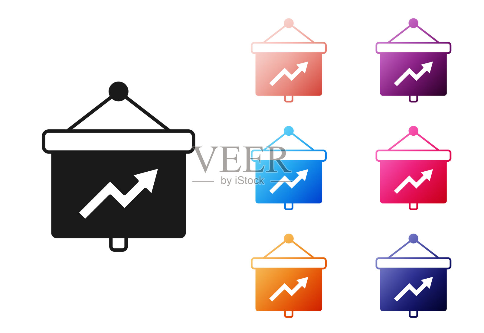 黑色演示金融业务板用图标素材