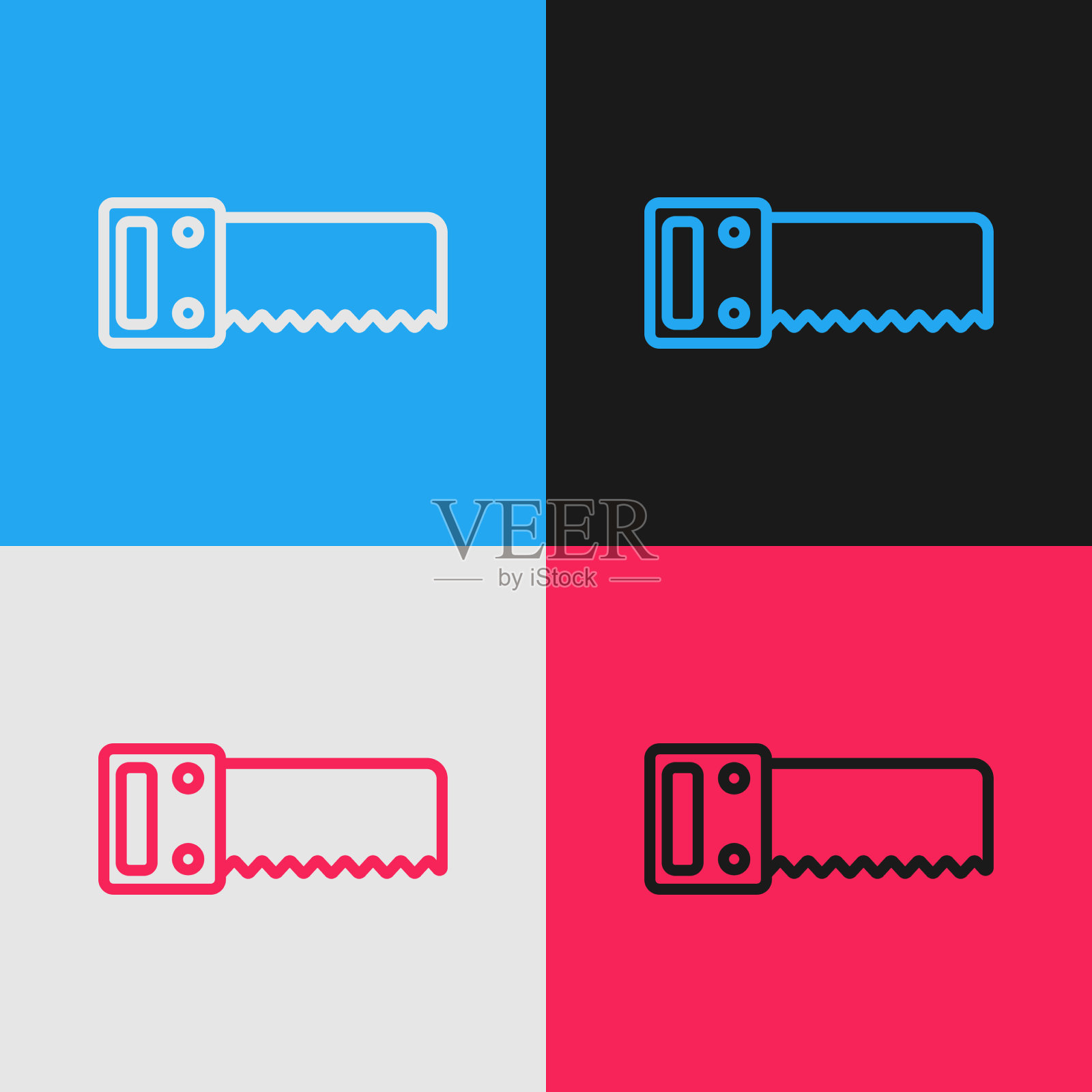 波普艺术线手锯图标孤立的颜色图标素材