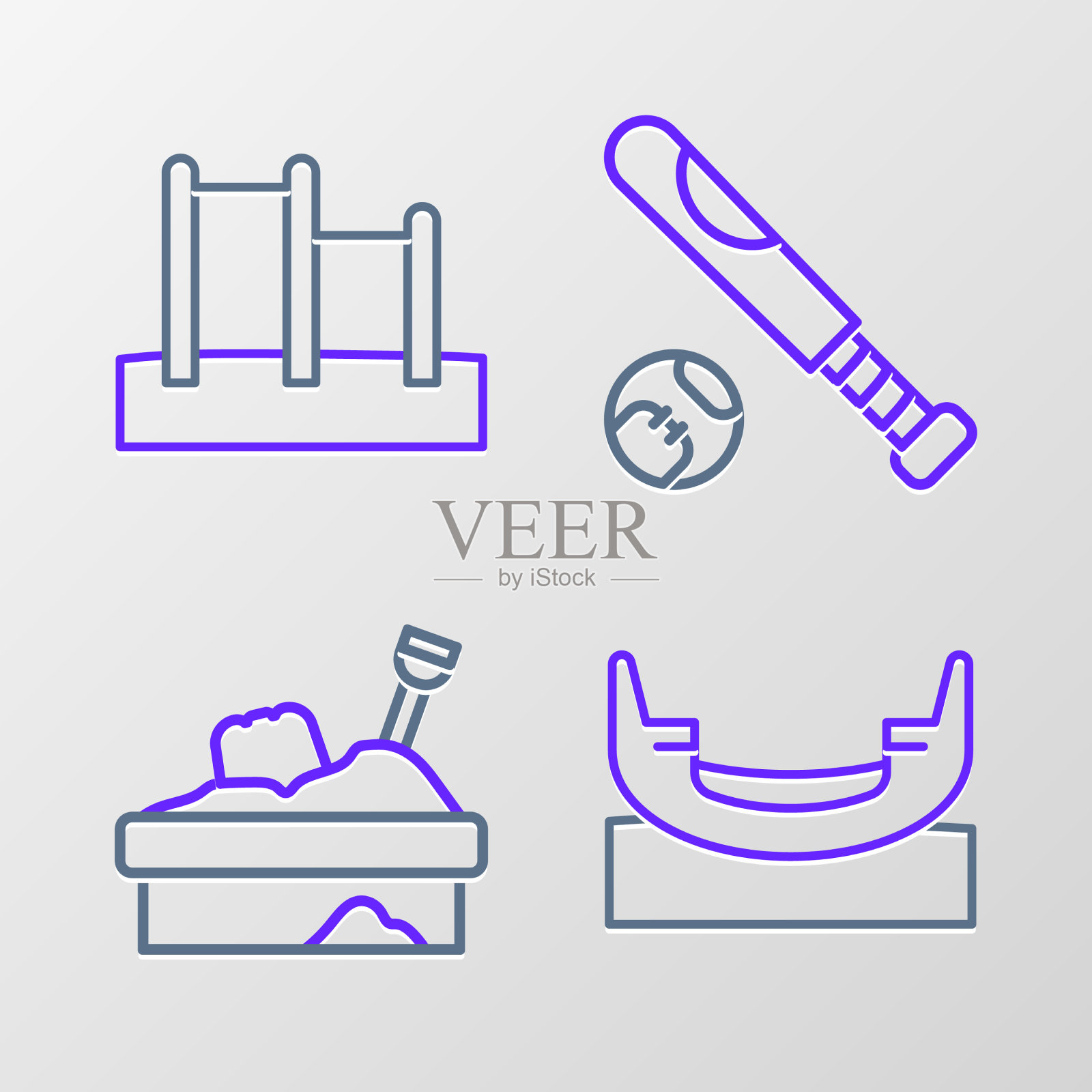 设置线船秋千沙盒与沙棒球图标素材
