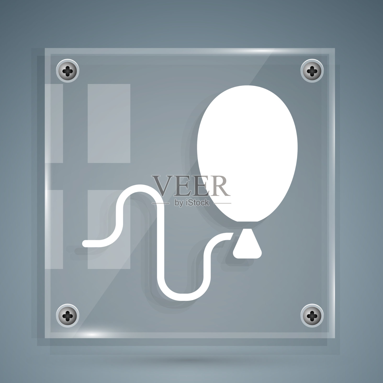 白色气球带图标孤立在灰色插画图片素材