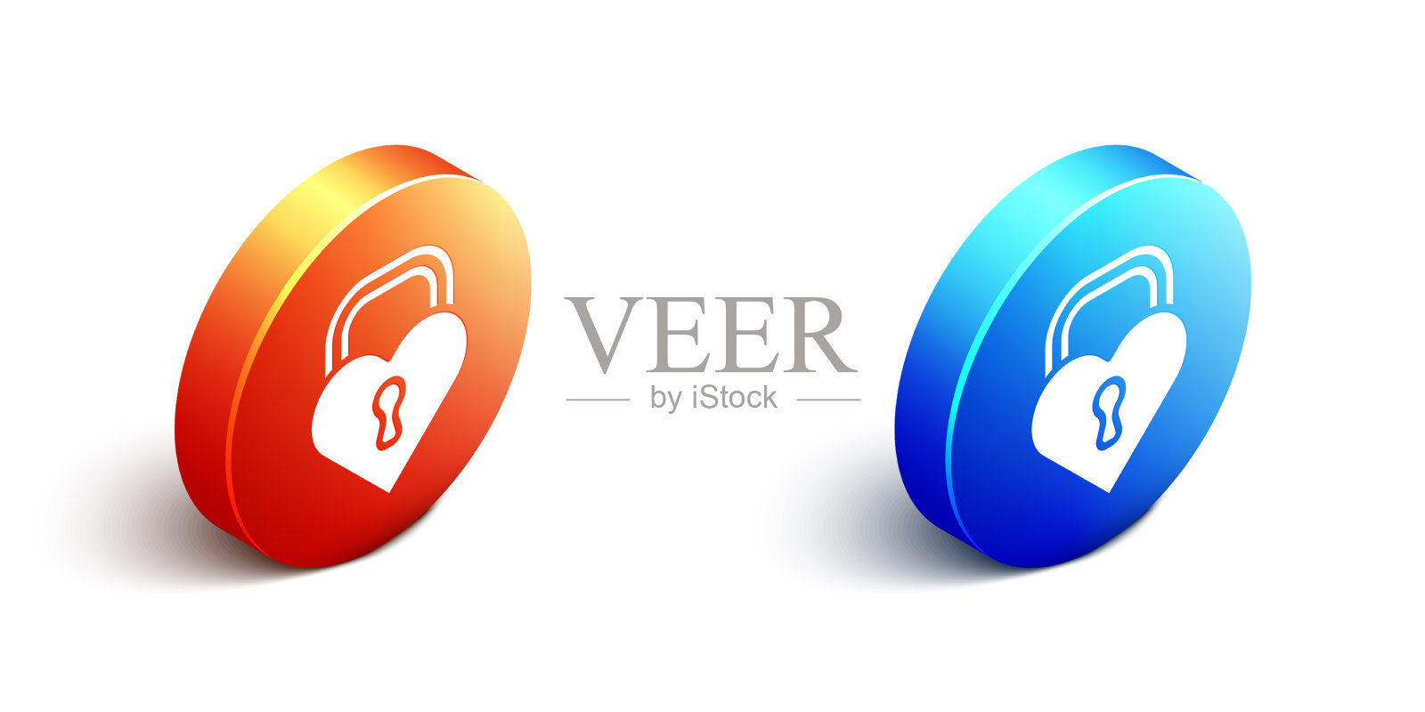 等距城堡形状的心脏图标图标素材