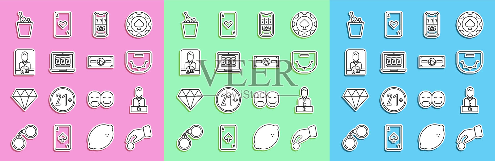 设置线手握赌场筹码赌场庄家图标素材