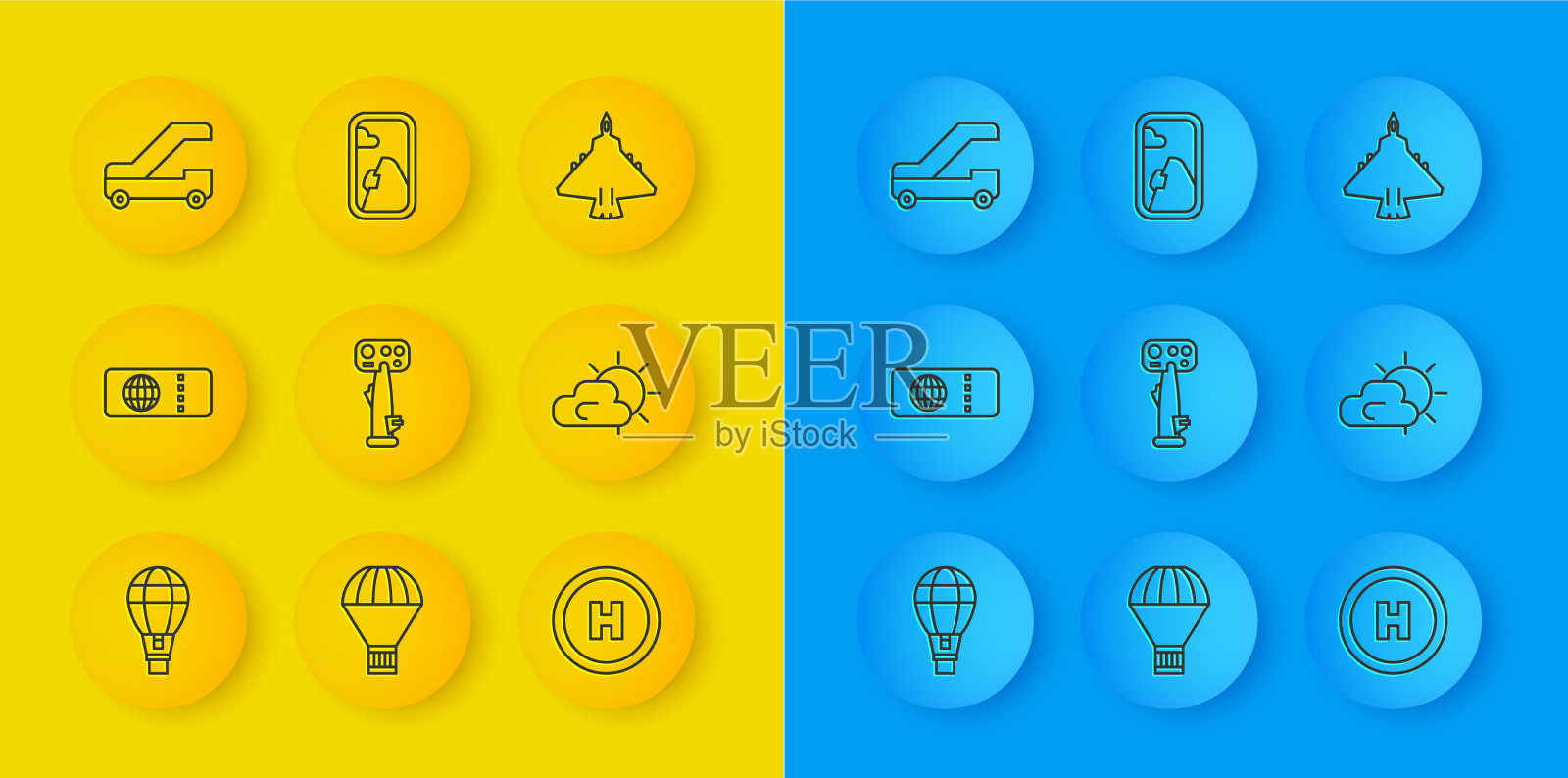 设航线热气球机票飞机图标素材