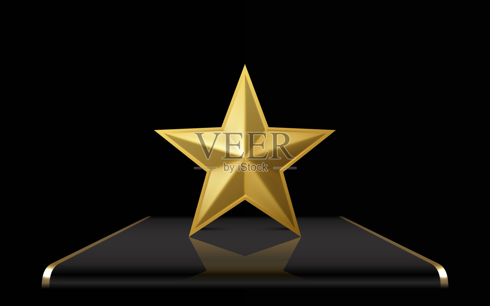 明星最佳领奖台标志，金质物品。向量插画图片素材