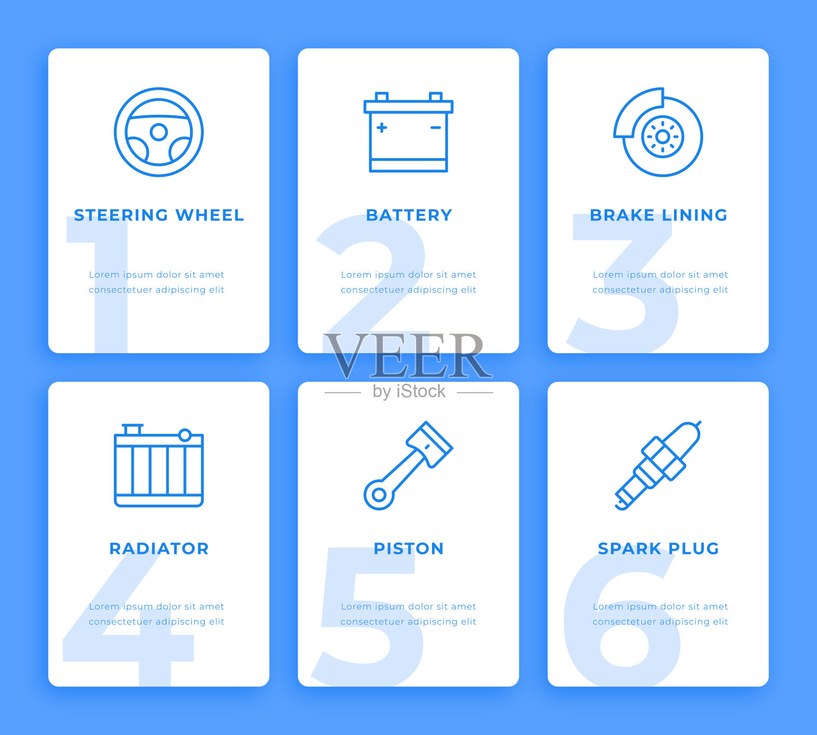 汽车零部件信息图概念插画图片素材