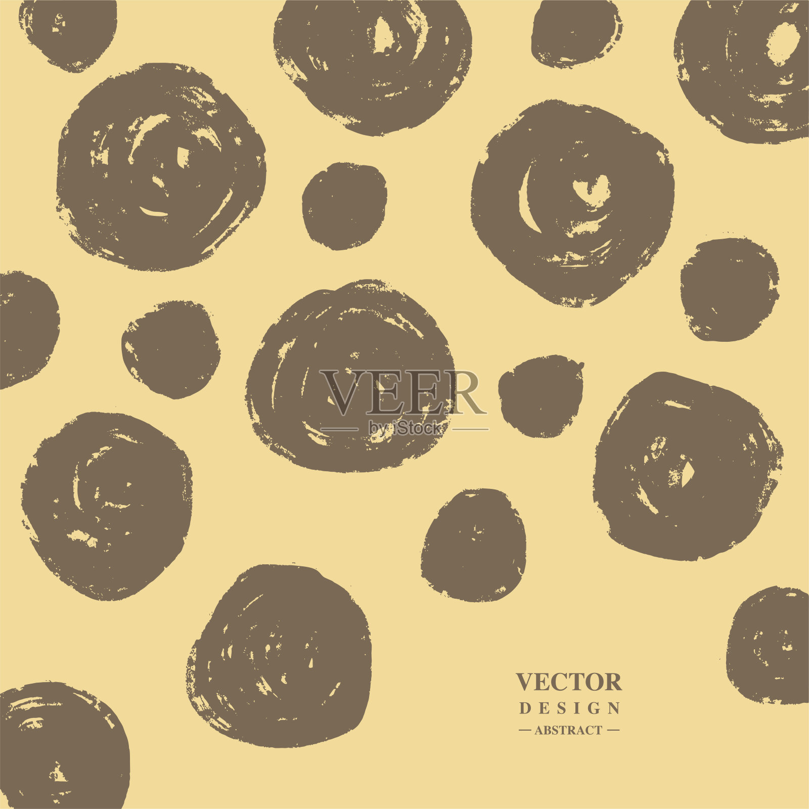 涂鸦圈在轻松的写意风格，多种干刷效果，金色的配色方案，矢量图形。插画图片素材