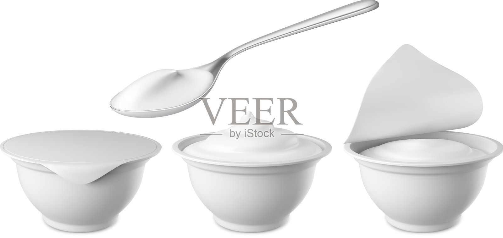 现实的开酸奶3d封闭塑料杯设计元素图片