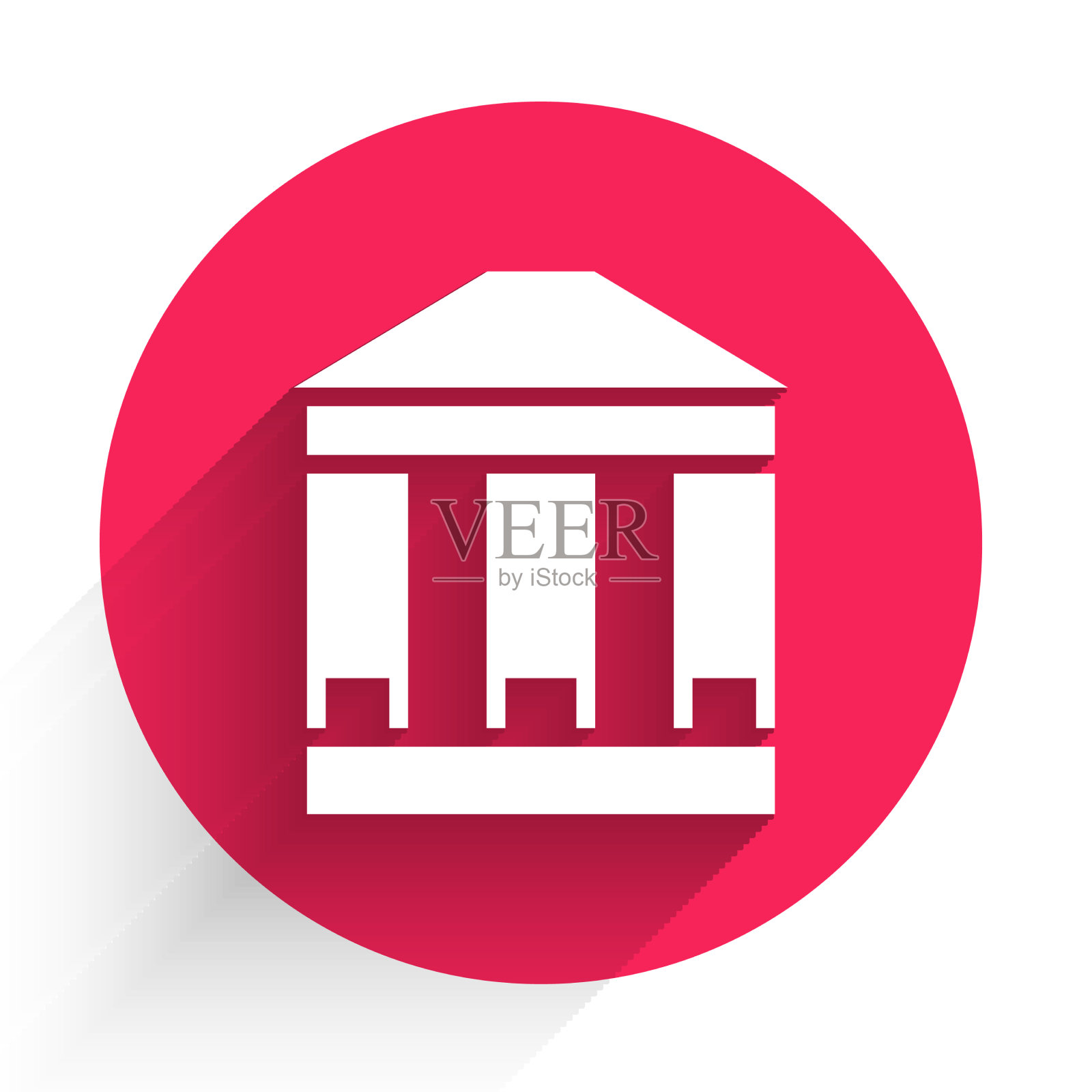 白色的博物馆建筑图标与长长的隔离插画图片素材