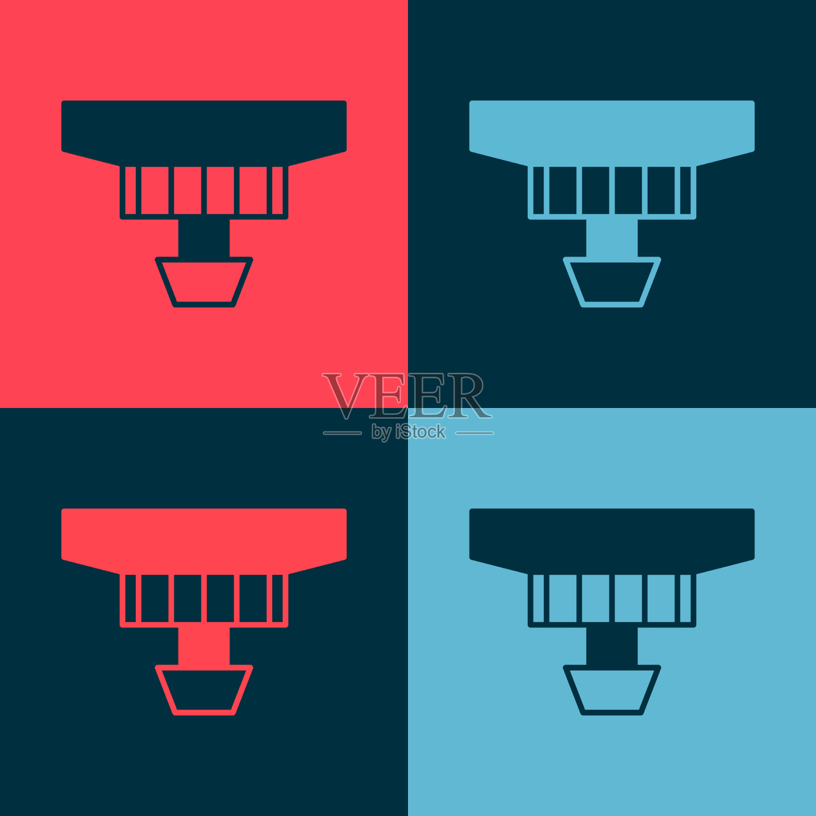 波普艺术烟雾报警系统图标孤立的颜色插画图片素材