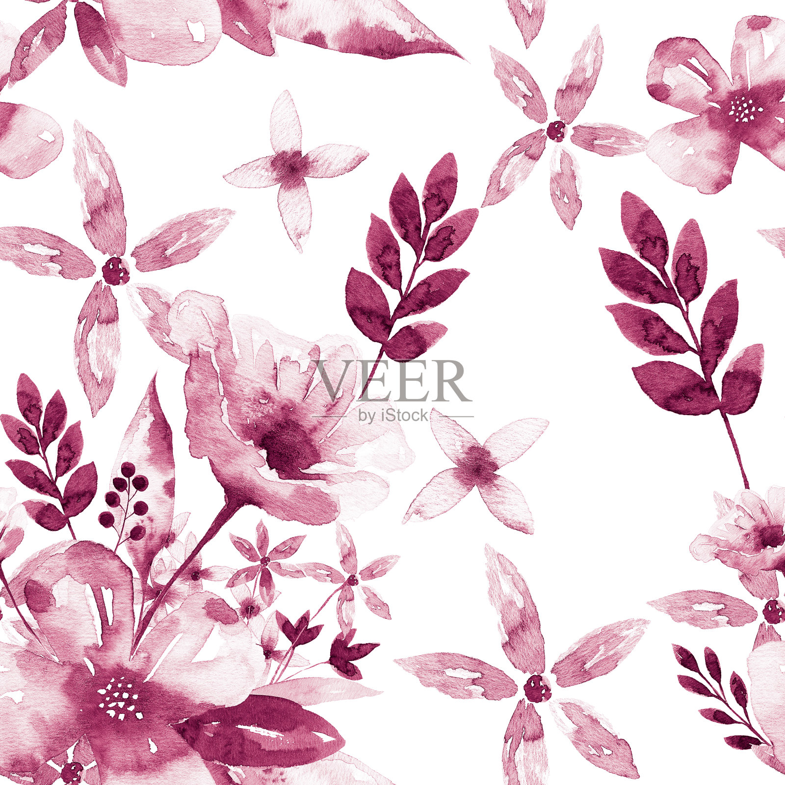 无缝的水彩模式插画图片素材