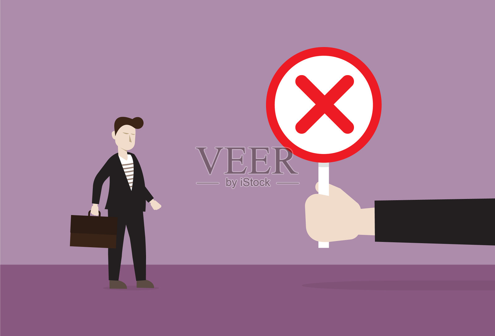 经理对一个商人做了一个错误的手势插画图片素材