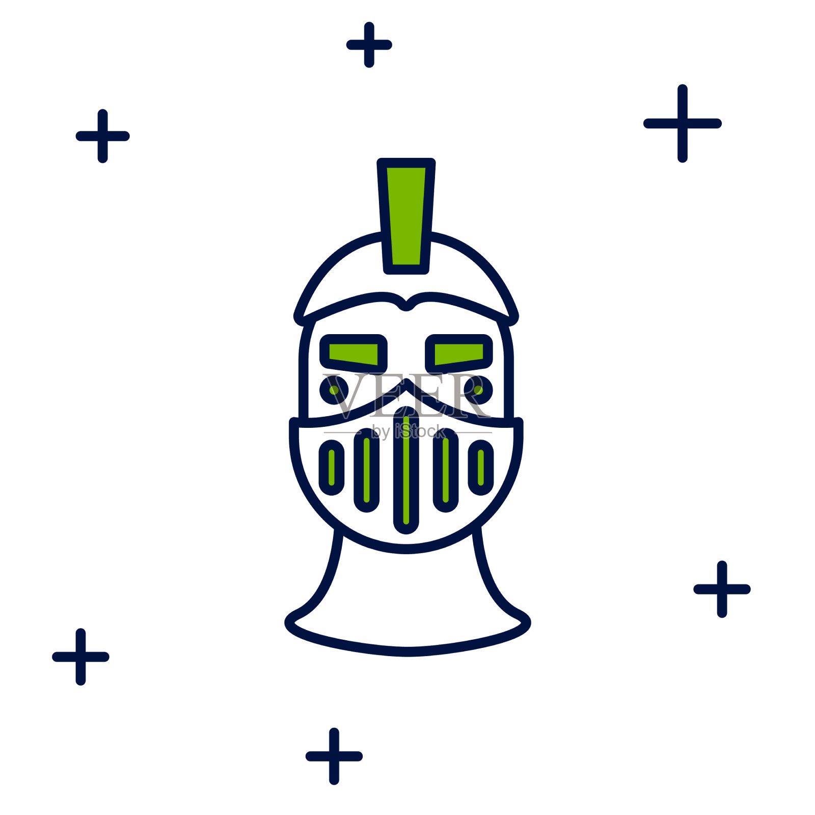 填充轮廓中世纪铁头盔的头部插画图片素材