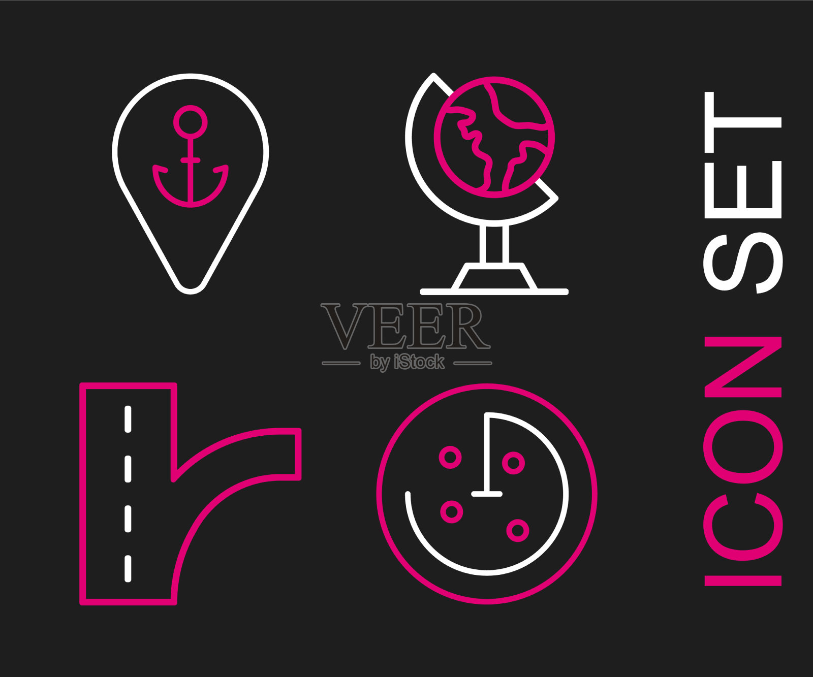 在监视道路上设置目标线雷达图标素材