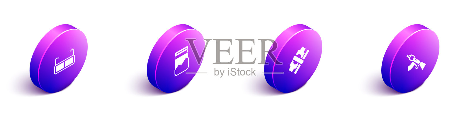 设置等距眼镜塑料袋的药品堆图标素材