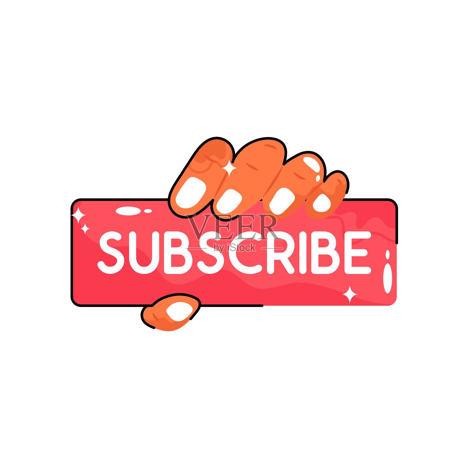 订阅涂鸦矢量大纲贴纸。EPS 10文件插画图片素材