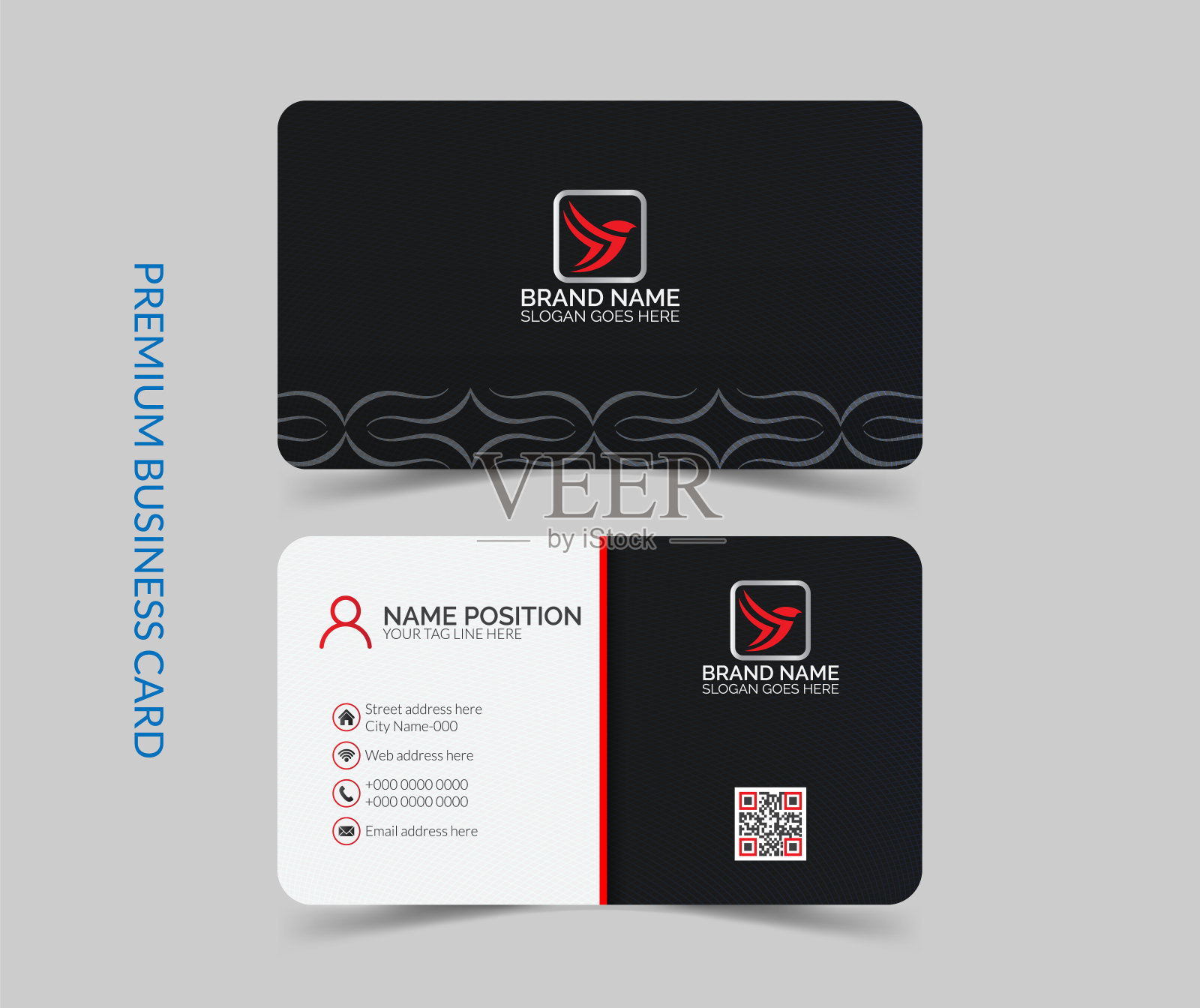 现代名片模板黑白配色。设计模板素材