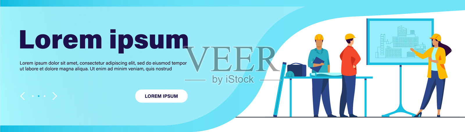 女工程师站在黑板旁边插画图片素材