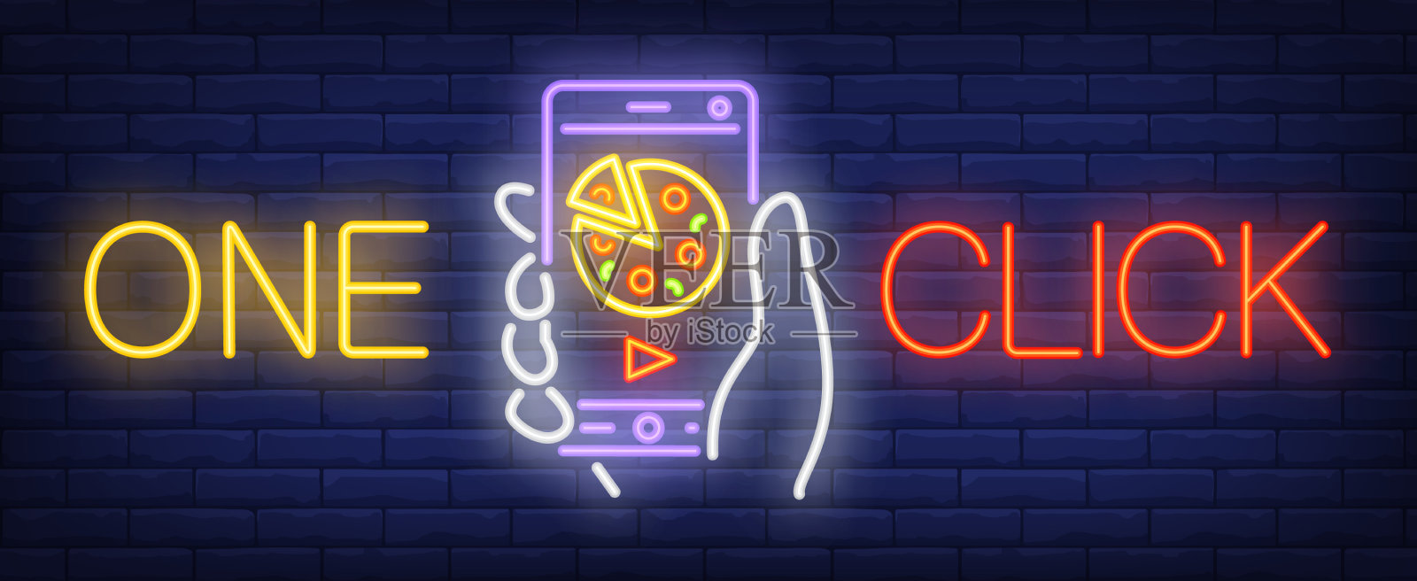 霓虹灯风格的一键式标志插画图片素材