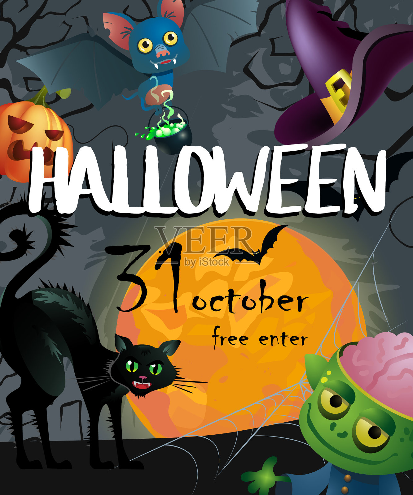 万圣节十月三十一号字母与插画图片素材