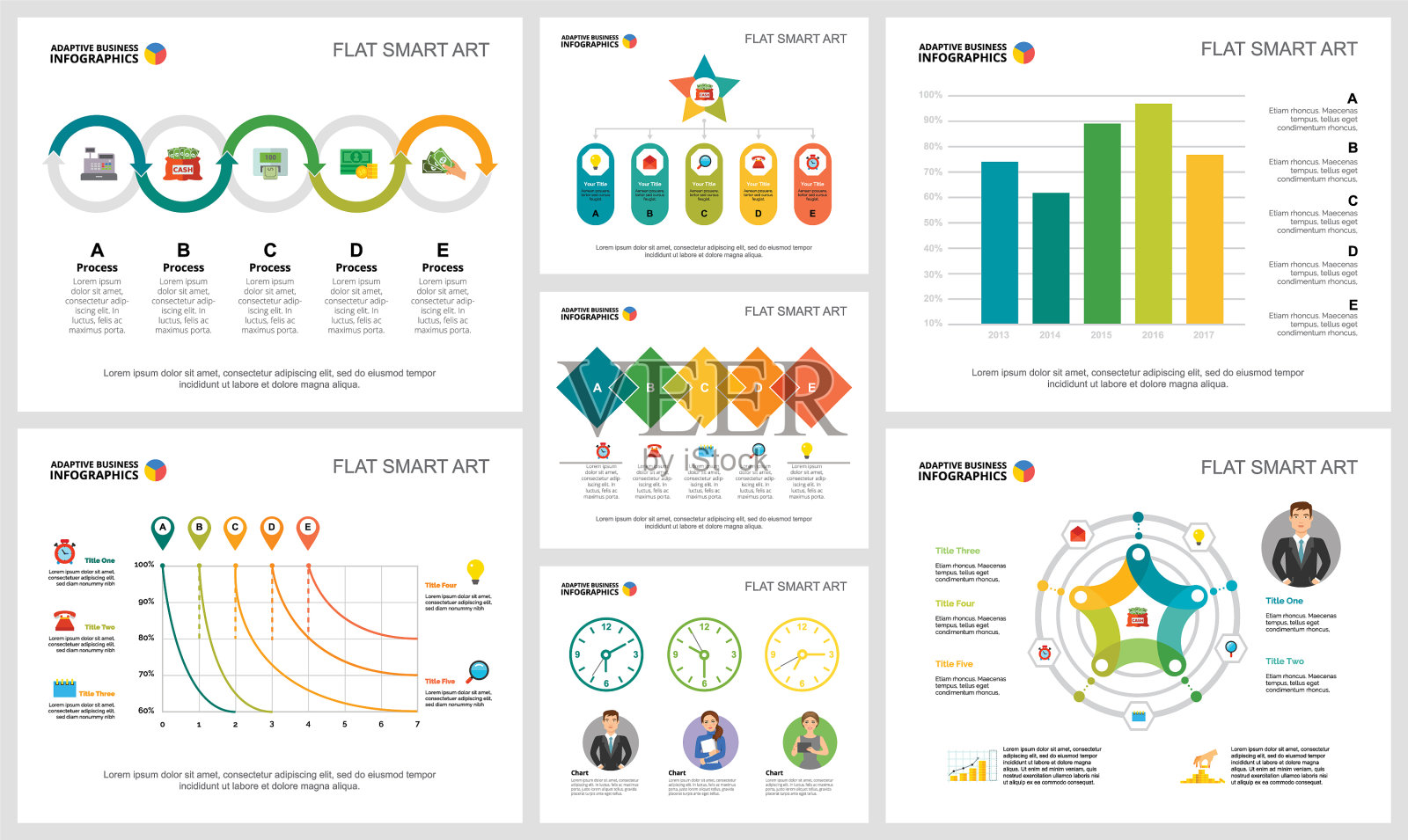 丰富多彩的统计和金融概念插画图片素材