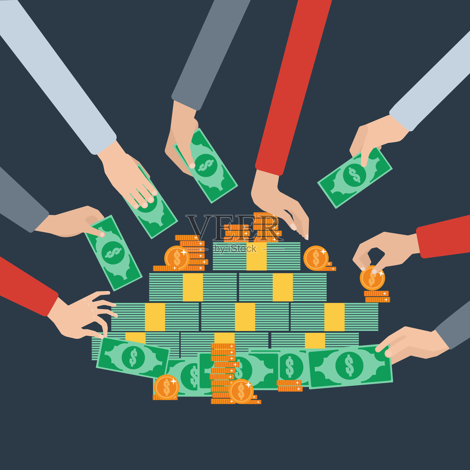 长手抓钱平海报长手插画图片素材