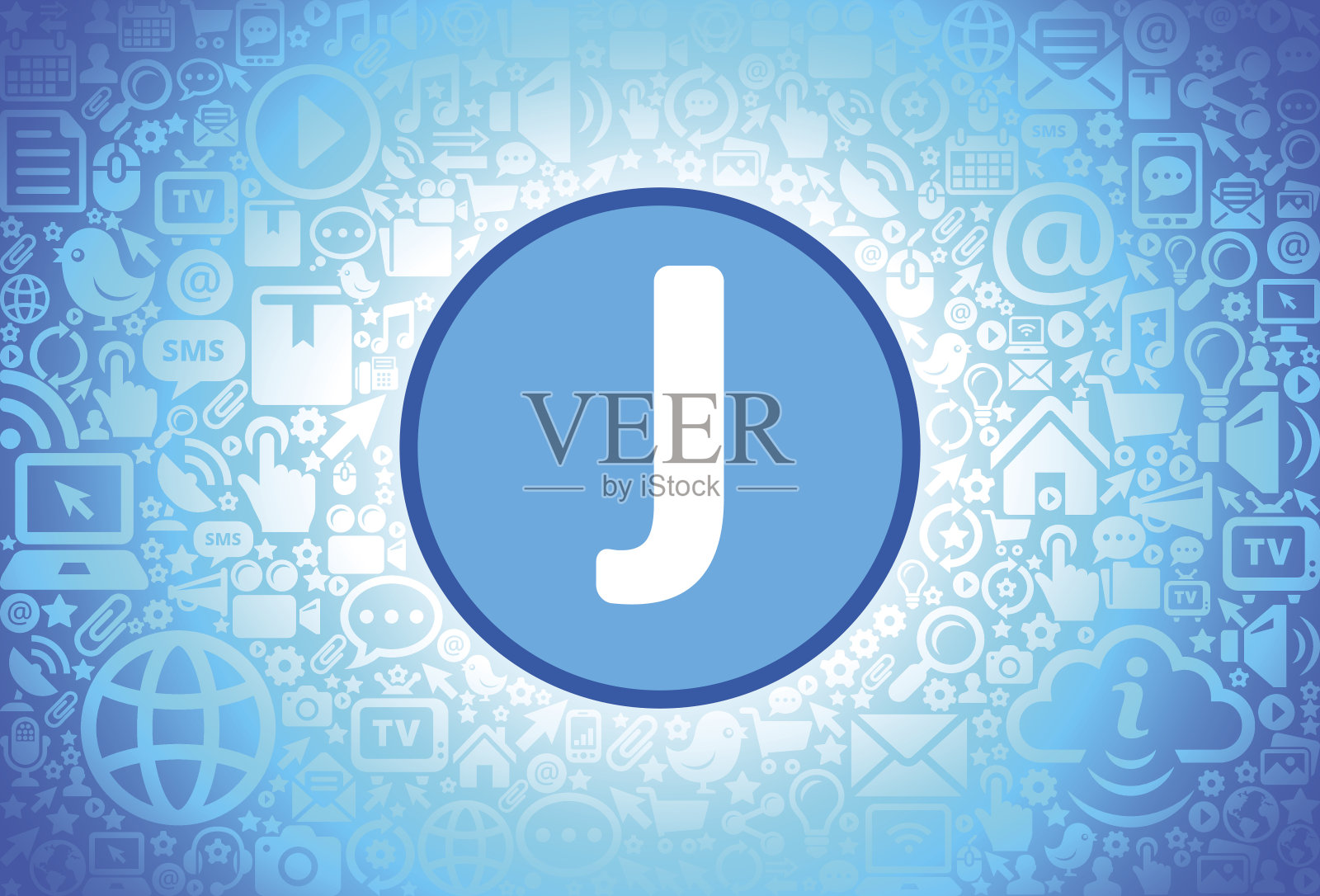 字母J图标在互联网技术背景设计元素图片