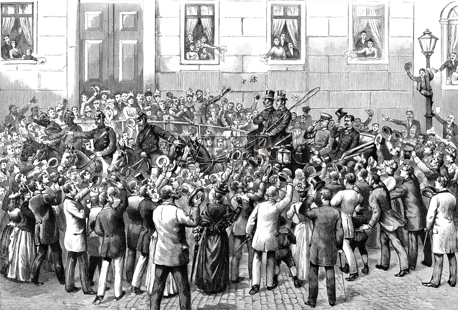 奥托·冯·俾斯麦总理在1890年3月18日辞职后离开柏林插画图片素材