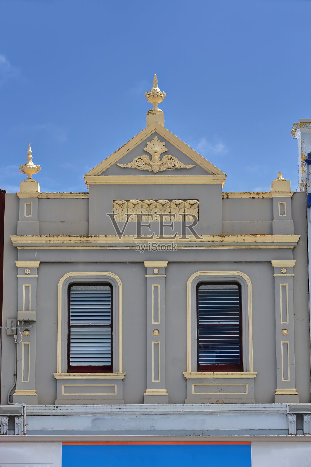 公元1898年，李比希街遗产建筑的灰黄色砂岩立面。warrnambool -澳大利亚- 847照片摄影图片