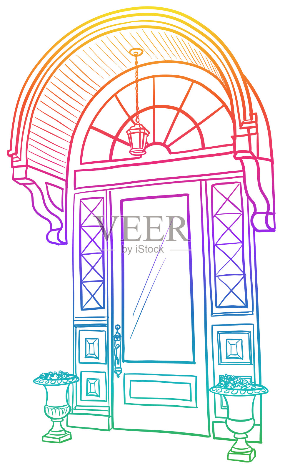 遗产公寓入口彩虹插画图片素材