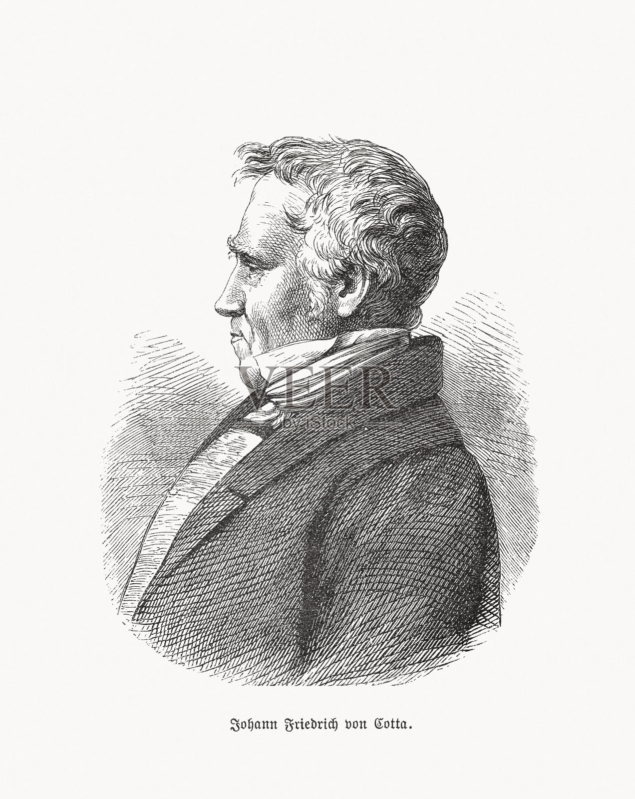 约翰·弗里德里希·冯·科塔（1764-1832），德国出版商，木刻，出版于1893年设计元素图片