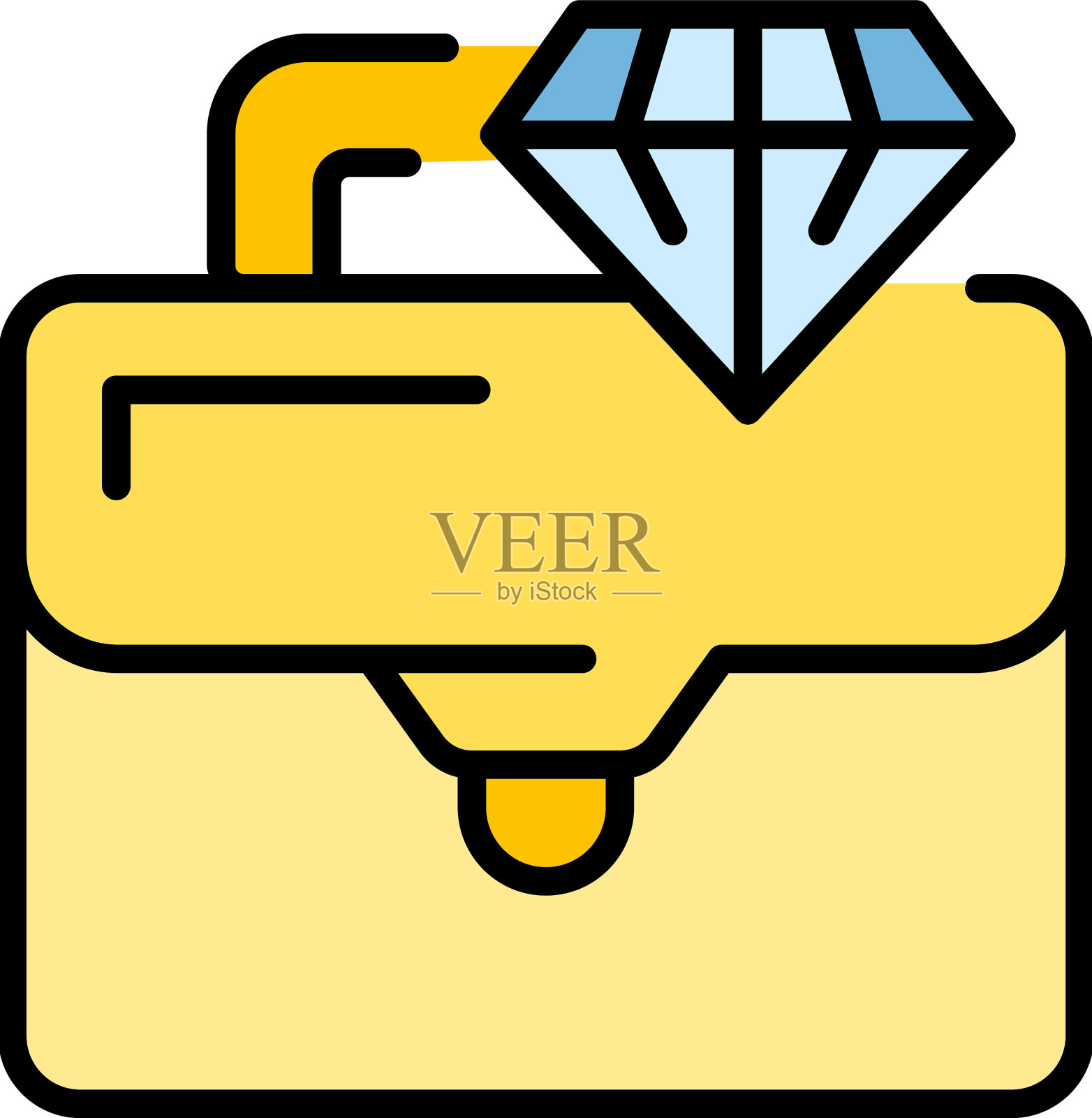 钻石公文包图标扁平插画图片素材