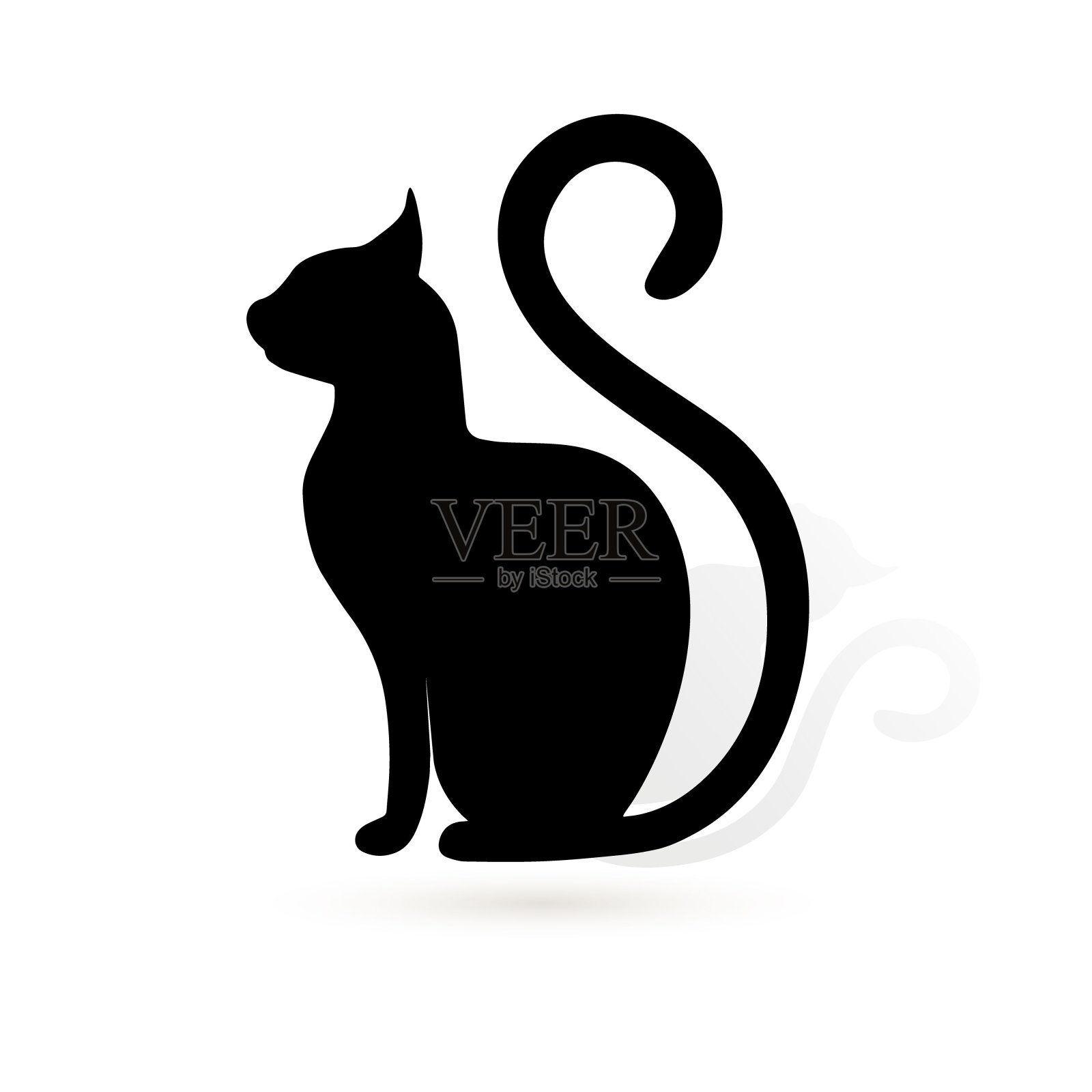 矢量黑色剪影的猫插画图片素材