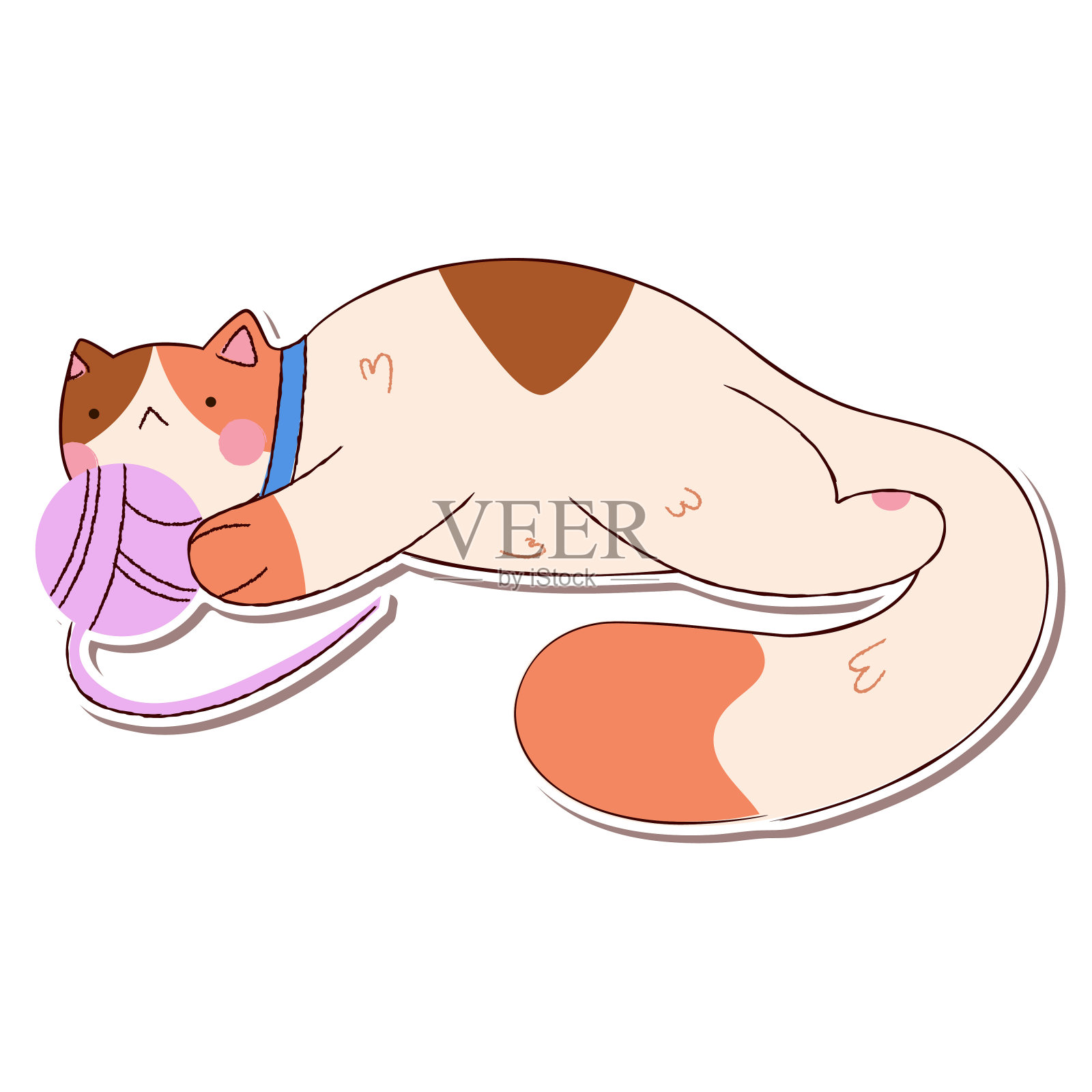 可爱和有趣的猫涂鸦矢量贴纸插画图片素材