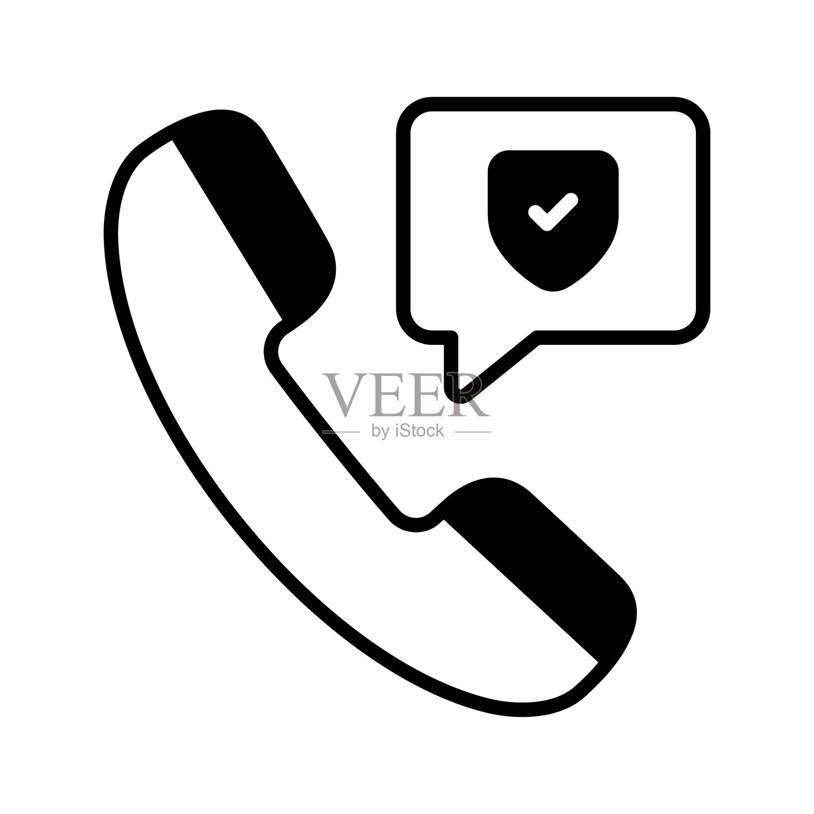 安全的电话图标设计在时尚的风格，孤立的白色背景插画图片素材