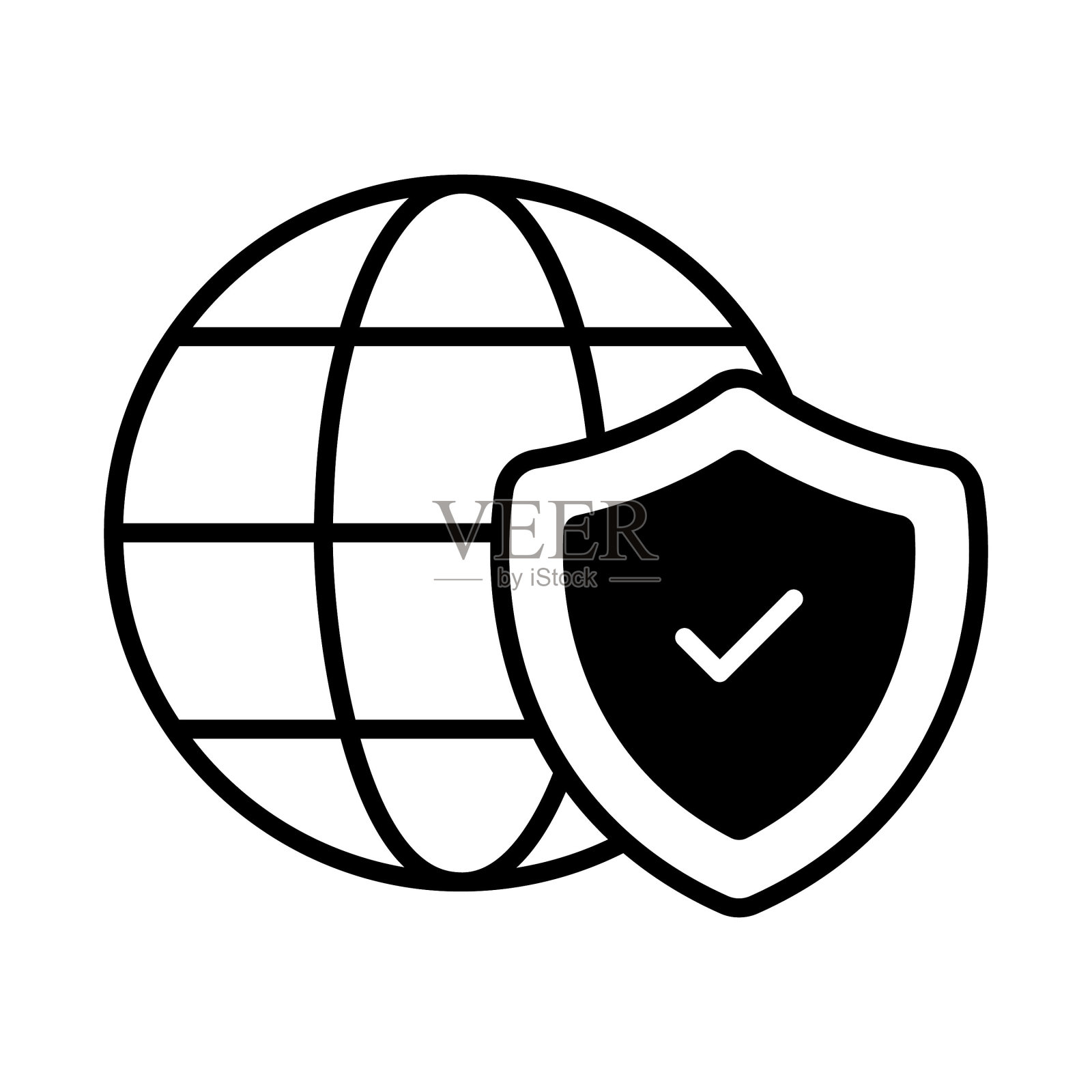 现代风格的全球安全图标设计，视觉上完美的矢量图标素材