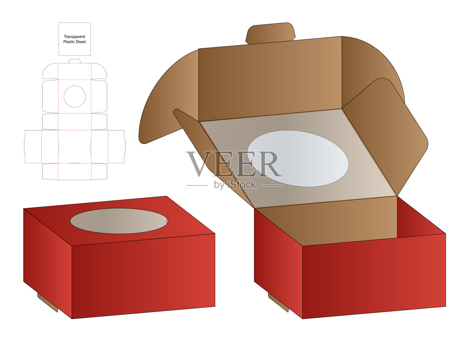 盒包装模切模板设计。三维模型插画图片素材