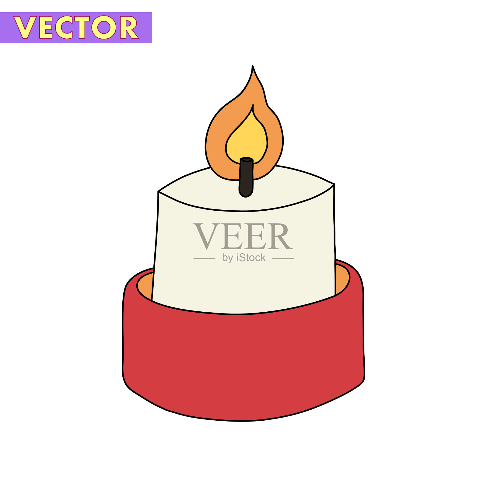 一个圣诞蜡烛矢量隔离在白色背景上手绘最小的圣诞节概念插画图片素材