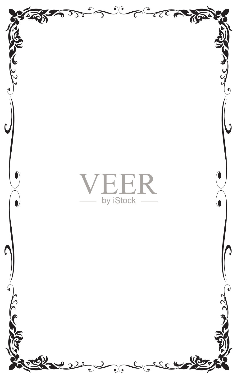 装饰框架和边界，泰国风格，黑色和白色，矢量插图插画图片素材