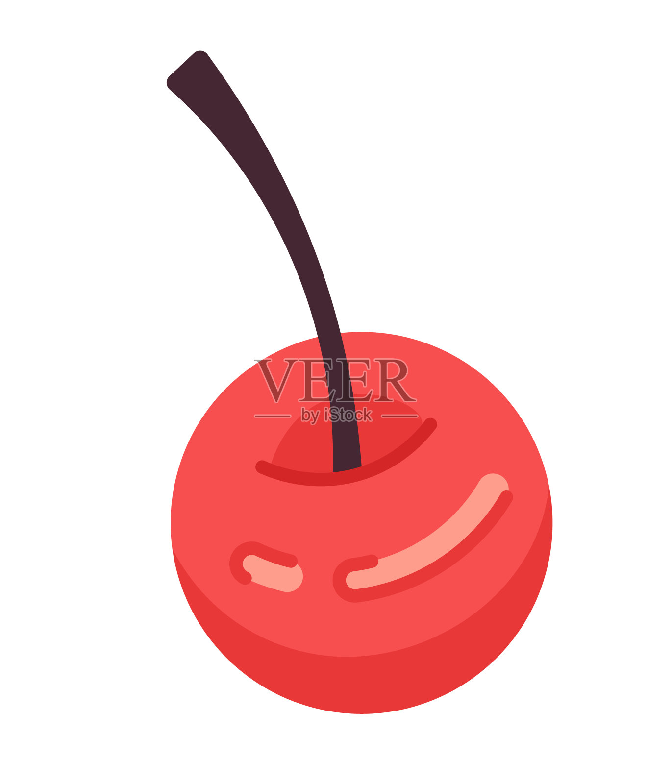美味的樱桃水果半平面颜色矢量对象插画图片素材