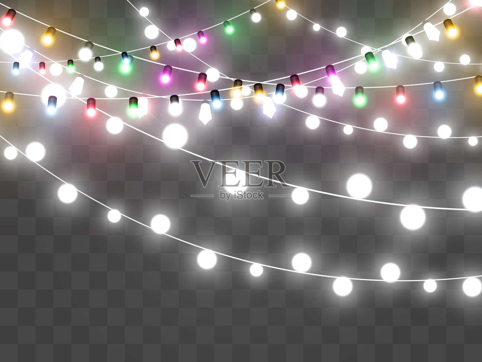 矢量插图的光花环在一个透明的背景。插画图片素材