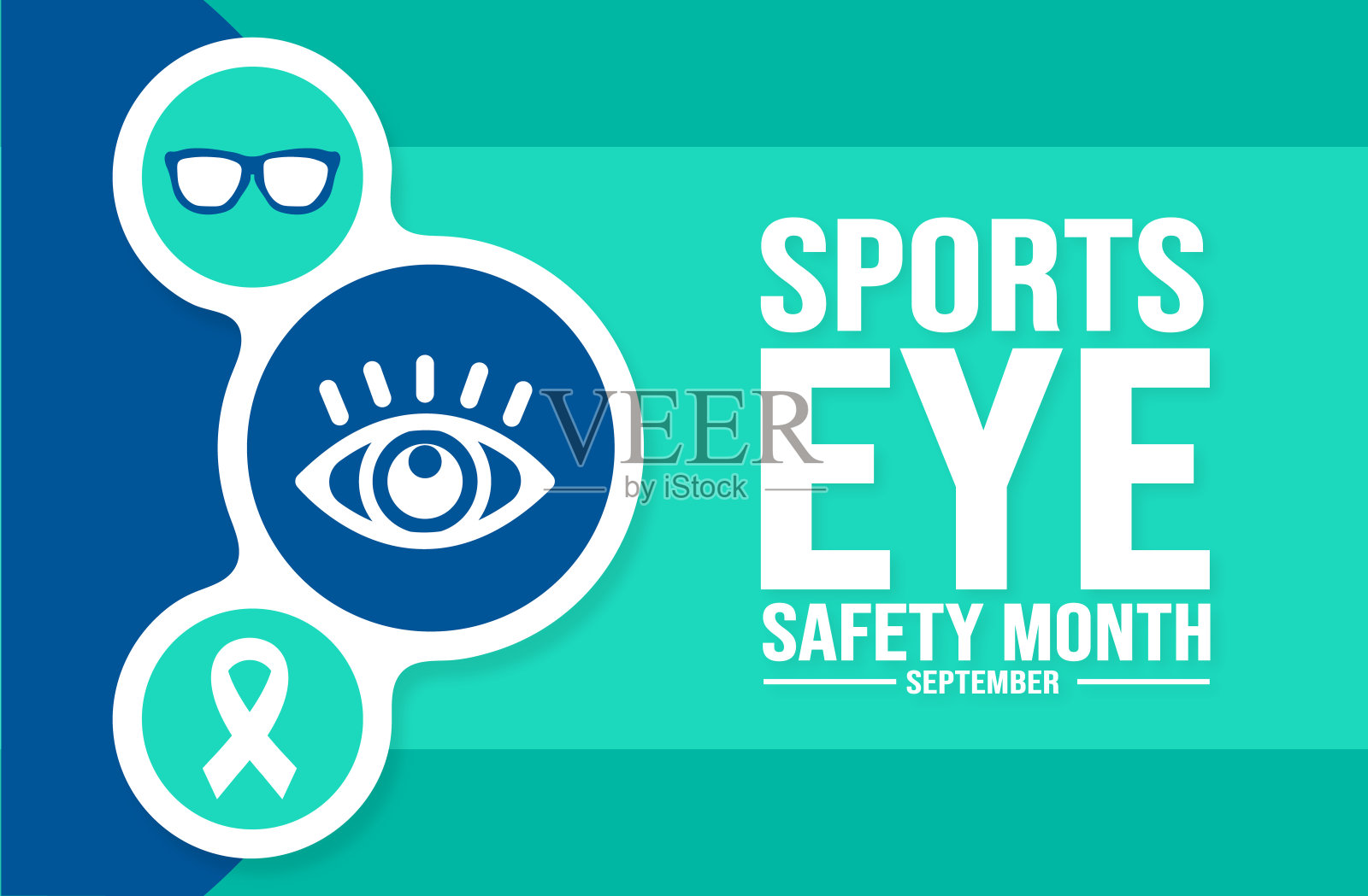 九月是体育眼安全月的背景，横幅，标语牌，卡片和海报设计模板。插画图片素材