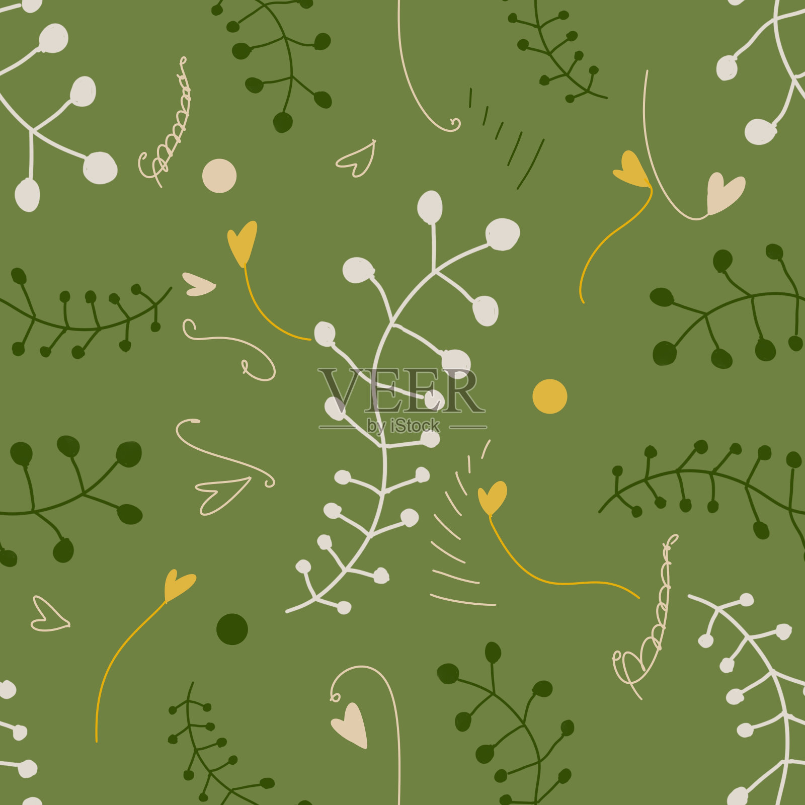 抽象花卉矢量艺术无缝图案插画图片素材