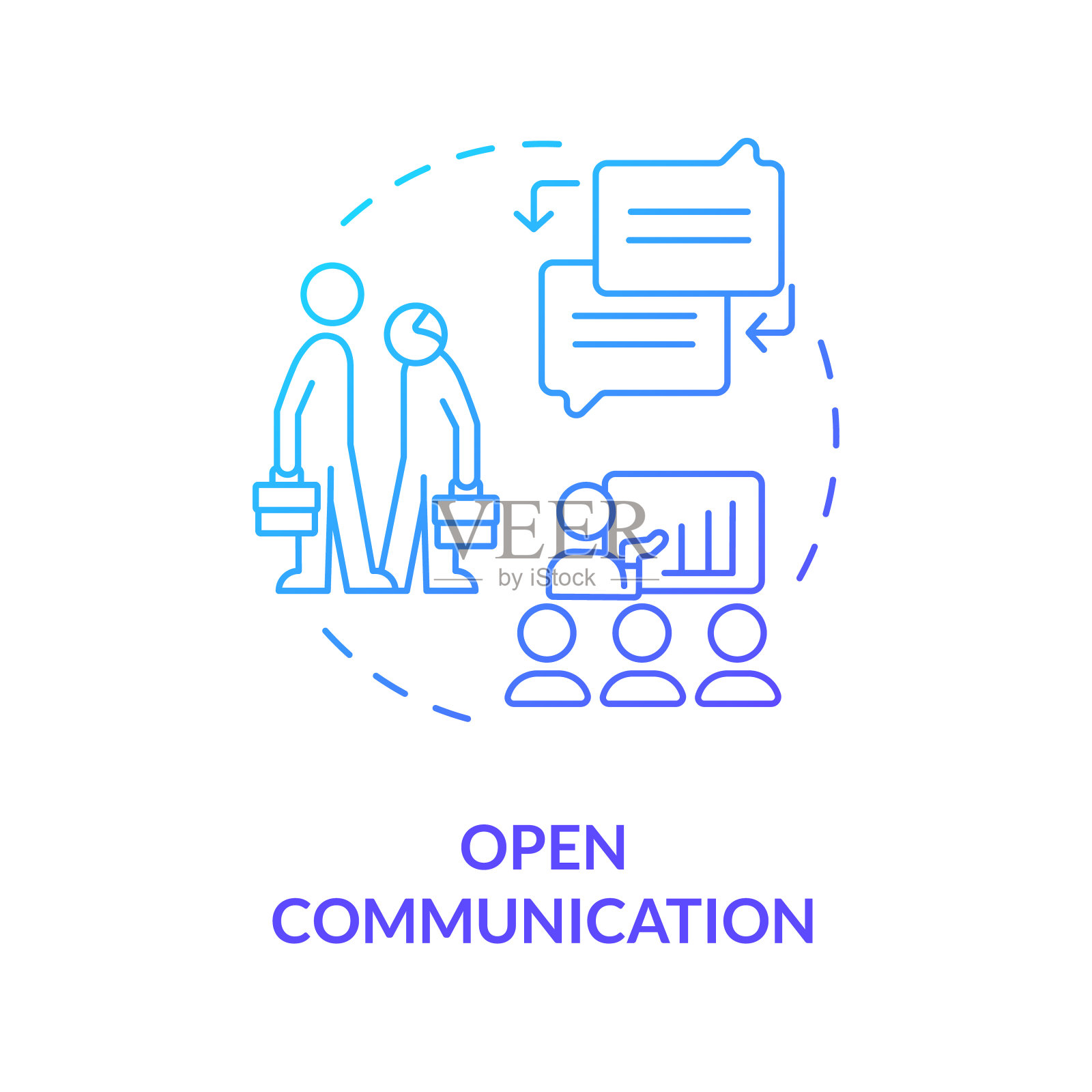 二维梯度开放通信细线概念插画图片素材