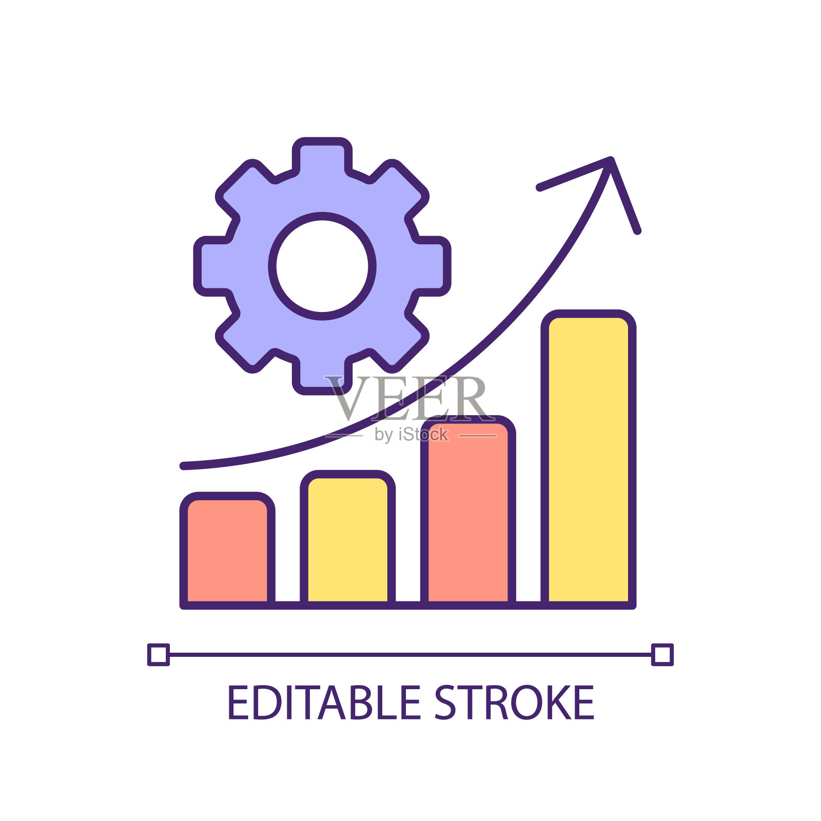 2D细线彩色工作流自动化图标插画图片素材