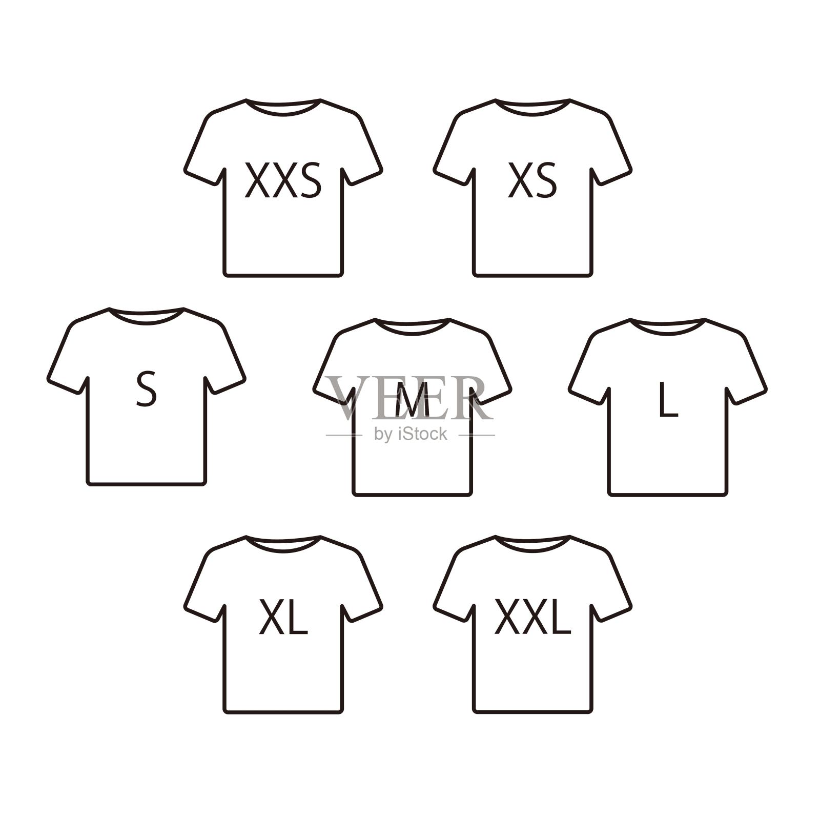 t恤图标插图尺寸集插画图片素材
