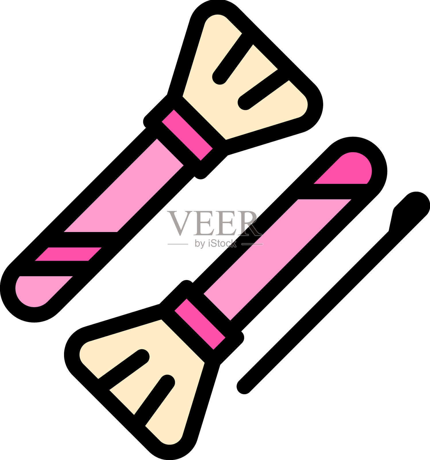 化妆刷图标扁平插画图片素材