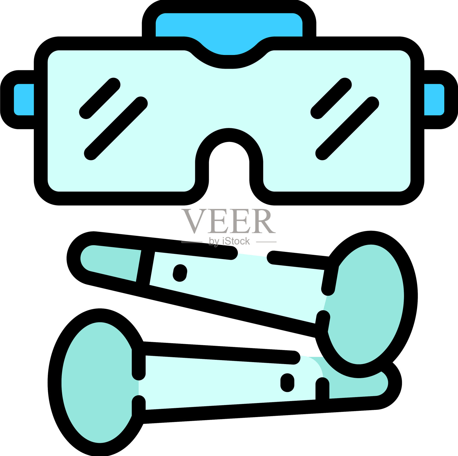 Vr平台工具图标扁平插画图片素材