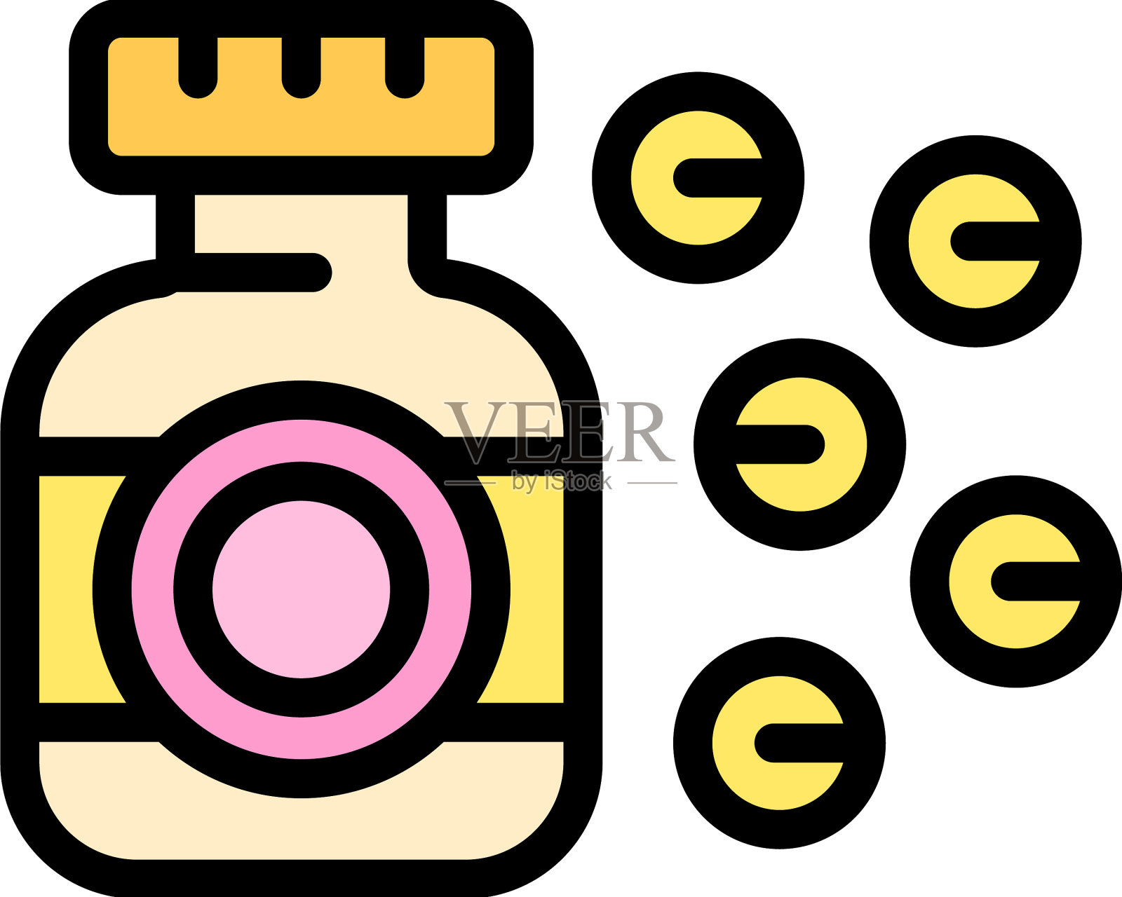 避孕药图标扁平插画图片素材