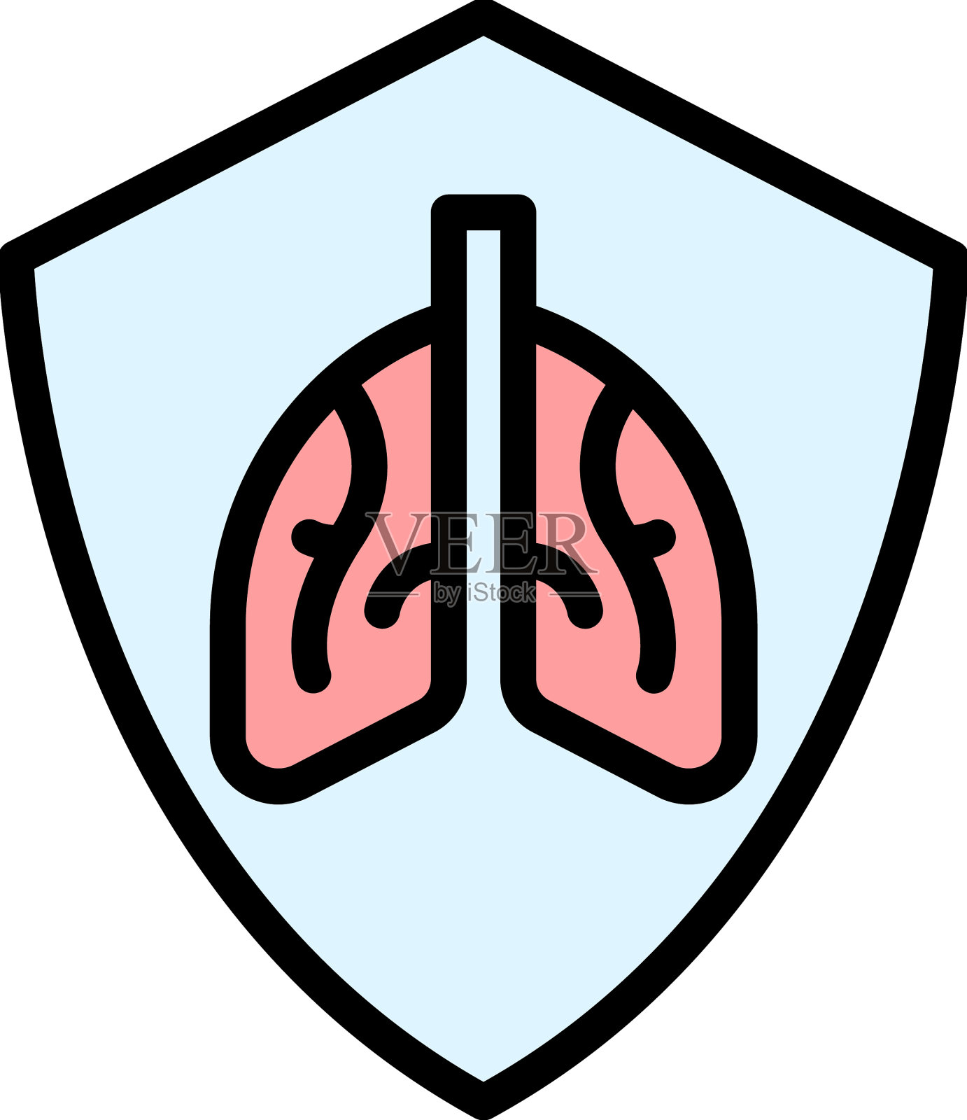 受保护的肺图标扁平插画图片素材